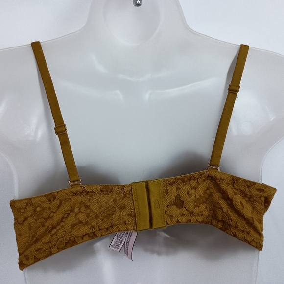 Elegant VICTORIA SECRET Barbiecore Lace Underwire Bra in Yellow Brown-(#1,436) - Picture 4 of 5